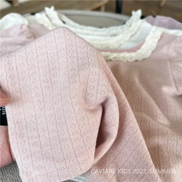 Sweet Lace Shirt for Girls Clothes Summer Thin Breathable Cotton Kids Shirt Toddler Mesh Blouse Children t Shirt Teenager Tops - Image 3