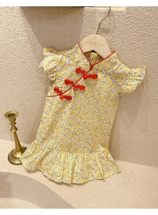 Girl Summer Dress Cheongsam Children's Dresses Vestidos Kids Clothes Fashion Baby Chinese Qipao Modern Hanfu Girl's Tang Style - Image 5