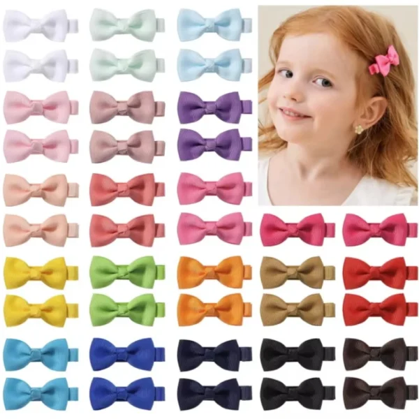 BABY BOWS 20/40Pcs 2'' Solid Ribbon Bowknot Hair Clips for Kids Girls Handmade Candy Hairpin Barrette Headwear Hair Accessories - Image 2