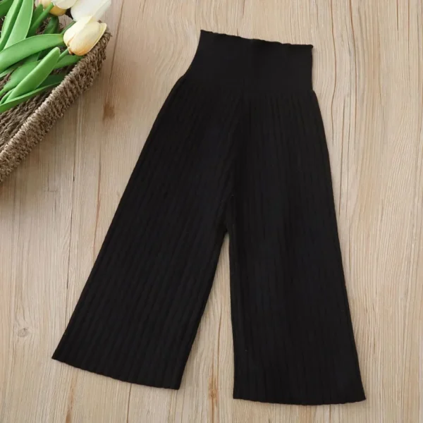 Autumn Korean Style Knitted Wide Leg Pants for Kids Casual Loose Striped Sweater Trousers Boys And Girls Loose Fit Pants - Image 2