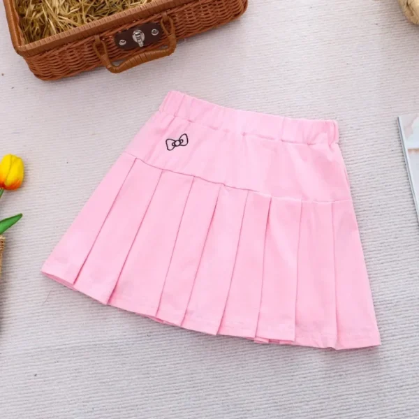 2025 New Girls Skirt Summer Cute Sweet Solid Outer Wear Casual Simple Pleated Kids Skirt Safety Pants Design 4-10Y - Image 6