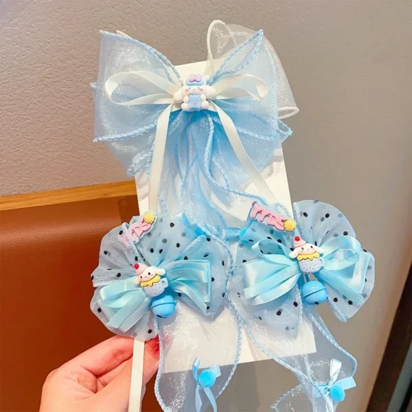 Sanrio Children's Yugui Dog Kulomi Ribbon Hair Clip Little Girl Cartoon Bow Hair Clip Girl Tassel Ball Head Clip