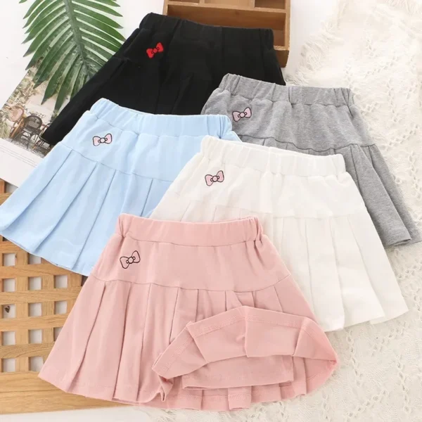 2025 New Girls Skirt Summer Cute Sweet Solid Outer Wear Casual Simple Pleated Kids Skirt Safety Pants Design 4-10Y - Image 2