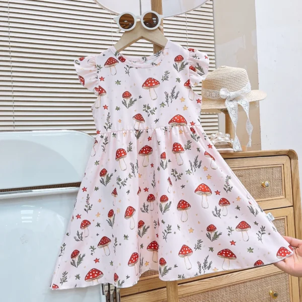 Girls Summer Dress New Fashion Floral Princess Dress with Flutter Sleeves for Toddlers and Young Children - Image 5