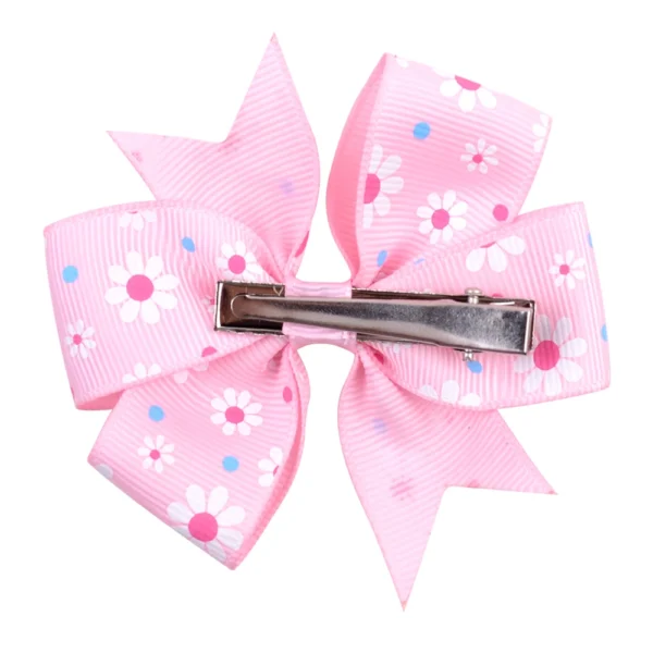 20pcs/lot Printed Flower Hair Bows With Clip For Baby Girls Grosgrain Ribbon Boutique Hair Clip Barrettes Hair Accessories 039 - Image 6