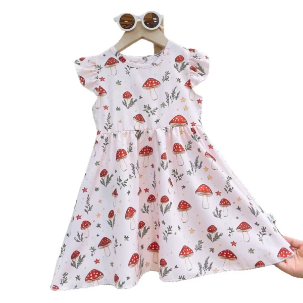 Girls Summer Dress New Fashion Floral Princess Dress with Flutter Sleeves for Toddlers and Young Children - Image 4