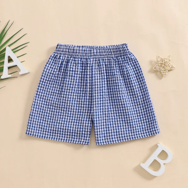FOCUSNORM 0-4Y Little Kids Girls Boys Summer Shorts 5 Colors Plaid Print Casual Elastic Short Pants for Newborn - Image 3