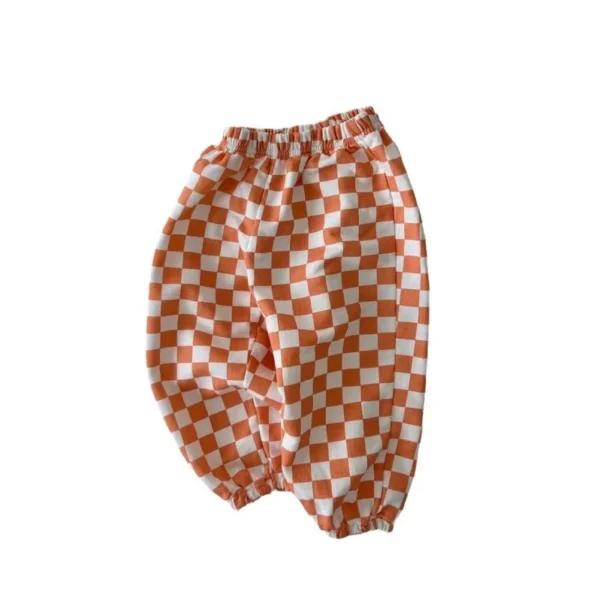 Korean Spring Autumn Baby Girls Pants Cotton Plaid Casual Versatile Toddler Girls Pants Elastic Waist Infant Girls Loose Pants - Image 5