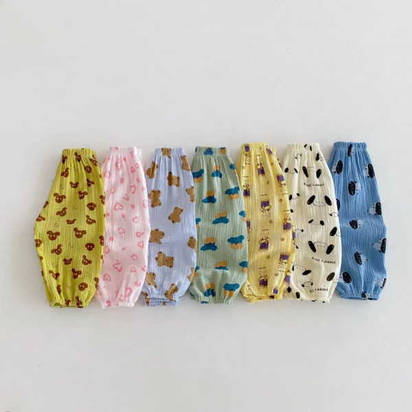 2024 New Summer Clothing Cartoon Pattern Fashion Loose Children's Trousers Boys And Girls Clothes Thin Kids Anti-mosquito Pants - Image 2