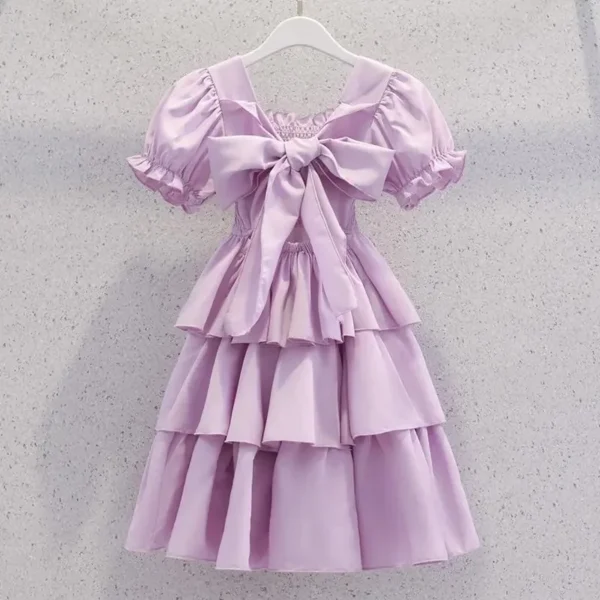 2024 spring summer Kids white Dresses Child Clothes Teenager Girls Daily Wear backless ball gown layered dress 4 6 8 6 9 12 year - Image 5