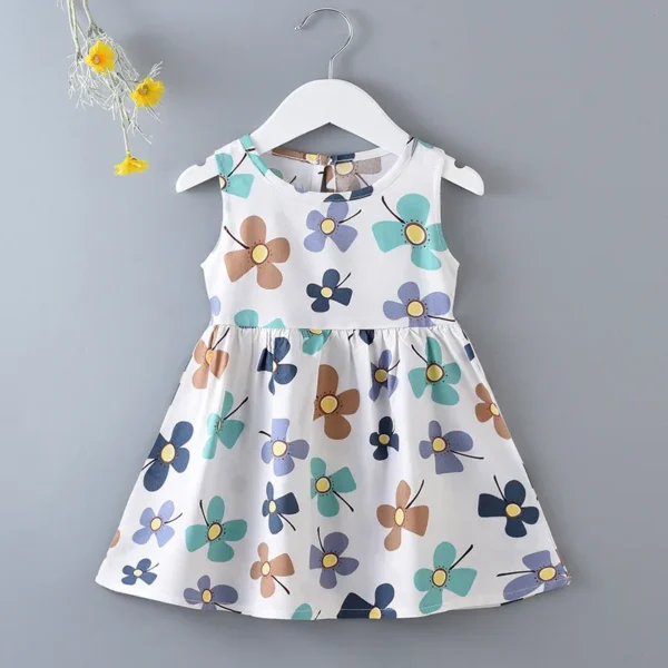 Casual Baby Girl Vest Cotton Infant Dress Toddler Sleeveless A-Line Pleated Kids Clothes Mini Princess Dress - Image 5