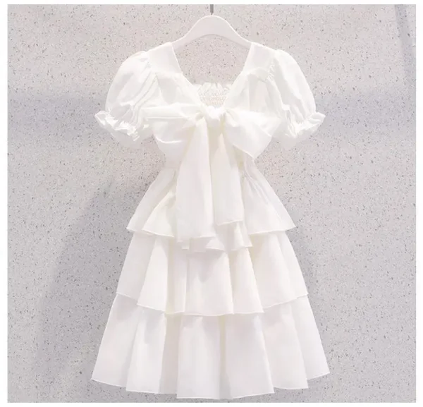2024 spring summer Kids white Dresses Child Clothes Teenager Girls Daily Wear backless ball gown layered dress 4 6 8 6 9 12 year - Image 4