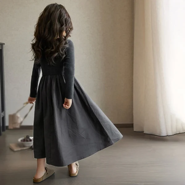 Girl's Fashion Knitted Dress Spring Children's Fashionable Splicing Design Literary and Lazy Style For 3-9Y - Image 3