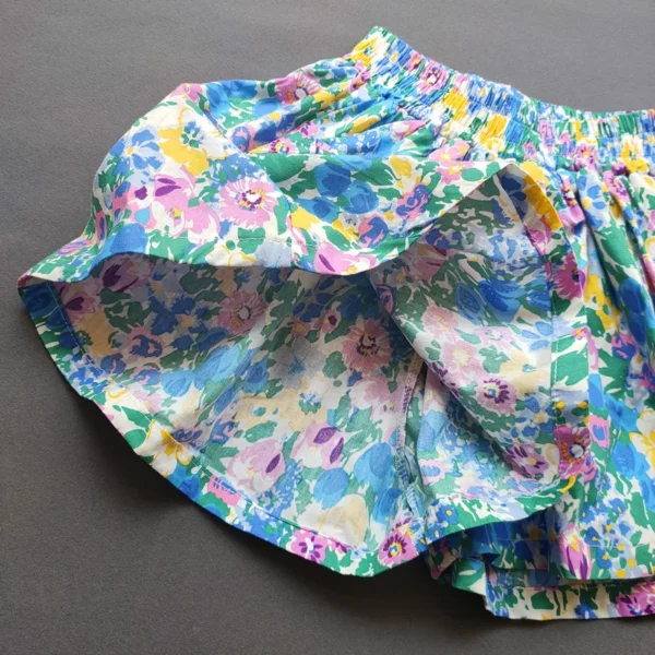 Baby Girls Flower Culottes Summer Sweet Fashionable Children's Floral Wide-Leg Hot Pants Kids Girls Mini Shorts - Image 4