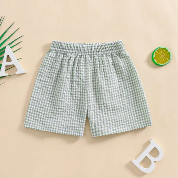FOCUSNORM 0-4Y Little Kids Girls Boys Summer Shorts 5 Colors Plaid Print Casual Elastic Short Pants for Newborn - Image 6