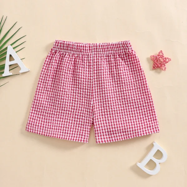 FOCUSNORM 0-4Y Little Kids Girls Boys Summer Shorts 5 Colors Plaid Print Casual Elastic Short Pants for Newborn - Image 5