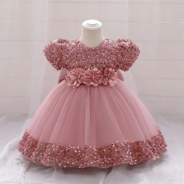 Bow Christmas Baby Girl Dresse Infant Sequin 1st Birthday Red Party Wedding Prom Kids Dresses For Girl Lace Flower Princess Gown - Image 2