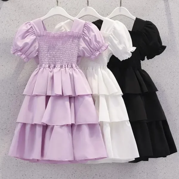 2024 spring summer Kids white Dresses Child Clothes Teenager Girls Daily Wear backless ball gown layered dress 4 6 8 6 9 12 year - Image 3
