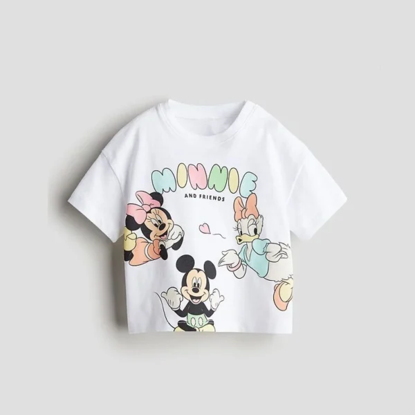 Disney Girls Tees Summer Wear Cute Round Neck Base Shirt Casual Loose Simple Versatile T-shirt Child New Cute Short-sleeved Tops - Image 2