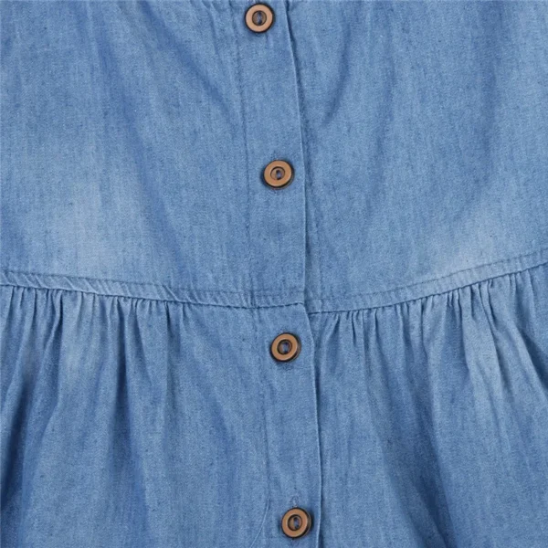 0-24months Baby Girls Sleeveless Dress Solid Blue Ruffle Collar Single-Breasted Denim Dress For Infant Girls Sweet Summer Dress - Image 5