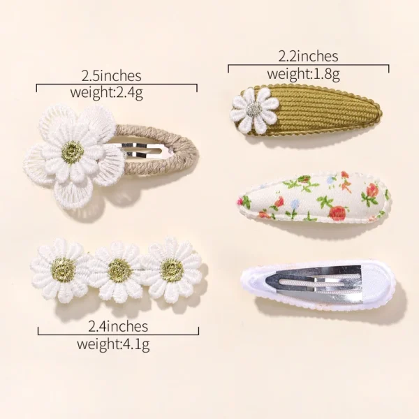 New 5Pcs BB Clips Set for Kids Hair Accessories Sweet Printe Hairbangs Hairclip Girls Barrette Ins Style Daisy Hairpin Ornaments - Image 6