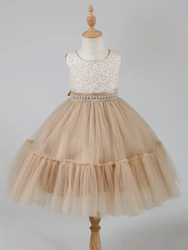 Girls Dress Set Spring Autumn Khaki Lotus Lace 2024 Fashion New Children Clothes Cute Princess Dresses and Coat Outfits 2-8 Year - Image 2