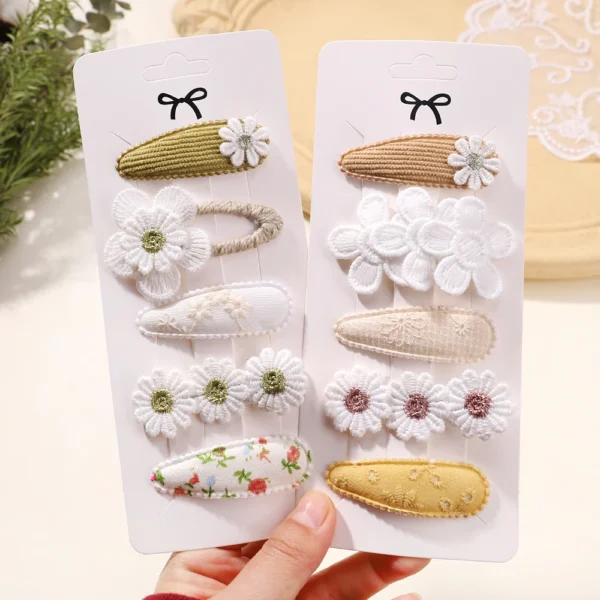 4Pcs/Lot Fresh Style BB Hair Clips for Baby Girl Sweet Daisy Flower Barrette Children Boutique Hairgripes Hair Accessories Set