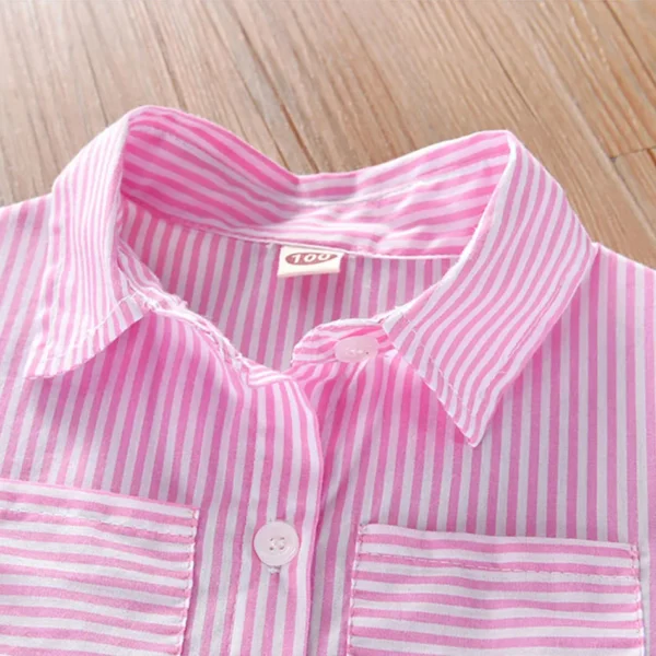 2024 Girls Fashion Clothes for Spring Autumn Striped Shirt Design with Belt Stylish and Comfortable Dress Girls Casual Dresses - Image 5