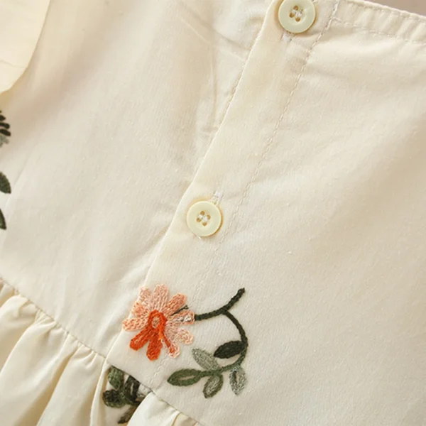 Summer New Girl's Dress Cute Bubble Sleeves Embroidered Cotton Skirt Comfortable Children's Clothing Suitable for 0-3 Years Old - Image 3