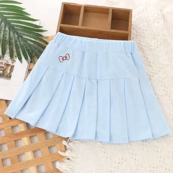 2025 New Girls Skirt Summer Cute Sweet Solid Outer Wear Casual Simple Pleated Kids Skirt Safety Pants Design 4-10Y