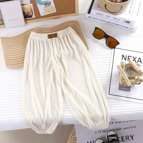 Summer Thin Breathable Prevent Mosquito Candy Color Kids Boys Girls Baby Pants - Image 4