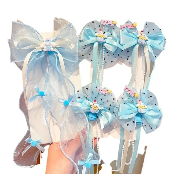 Sanrio Children's Yugui Dog Kulomi Ribbon Hair Clip Little Girl Cartoon Bow Hair Clip Girl Tassel Ball Head Clip - Image 2