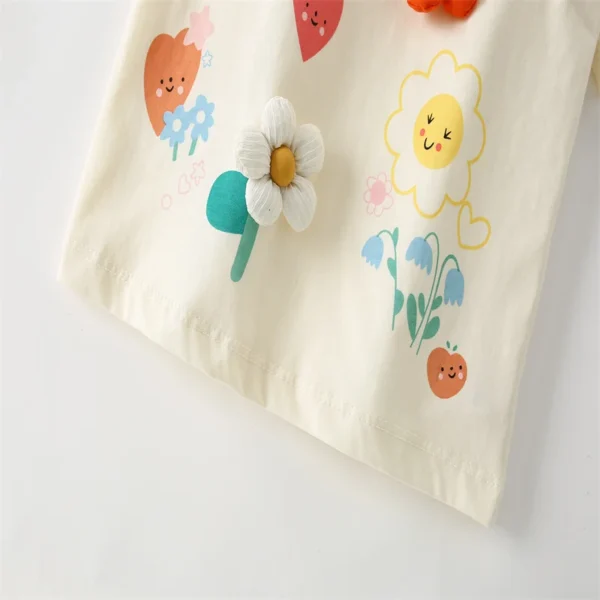 Jumping Meters 3-8T Flowers Kids Tees Hot Selling Cotton Summer Girls Tshirts Baby Clothes Children's Tees Tops - Image 2