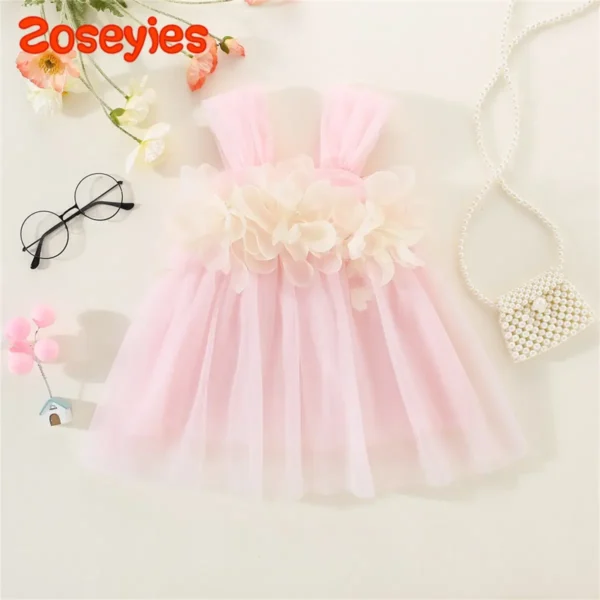 Sweet Baby Girl Wedding Party Evening Dresses Summer Clothes Petal Mesh Birthday Princess Kids Costumes 0 To 3 Years Old Toddler - Image 2