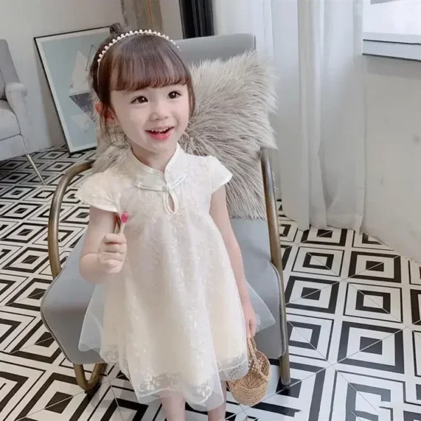 Girl Summer Dress Cheongsam Children's Dresses Vestidos Kids Clothes Fashion Baby Chinese Qipao Modern Hanfu Girl's Tang Style - Image 3