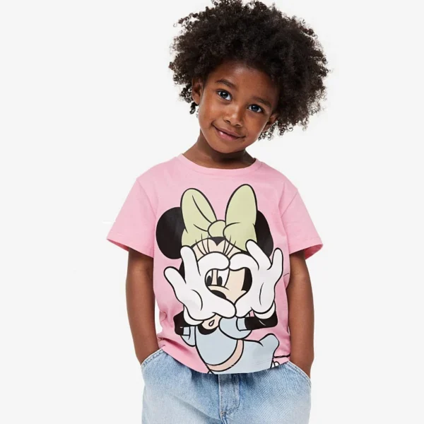 Disney Girls Tees Summer Wear Cute Round Neck Base Shirt Casual Loose Simple Versatile T-shirt Child New Cute Short-sleeved Tops - Image 4