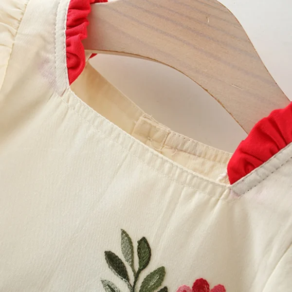 Summer New Girl's Dress Cute Bubble Sleeves Embroidered Cotton Skirt Comfortable Children's Clothing Suitable for 0-3 Years Old - Image 2
