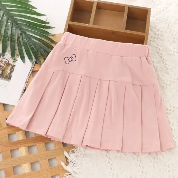 2025 New Girls Skirt Summer Cute Sweet Solid Outer Wear Casual Simple Pleated Kids Skirt Safety Pants Design 4-10Y - Image 3