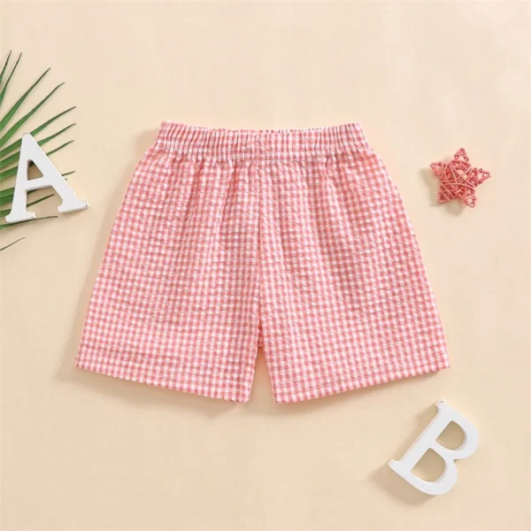 FOCUSNORM 0-4Y Little Kids Girls Boys Summer Shorts 5 Colors Plaid Print Casual Elastic Short Pants for Newborn - Image 2