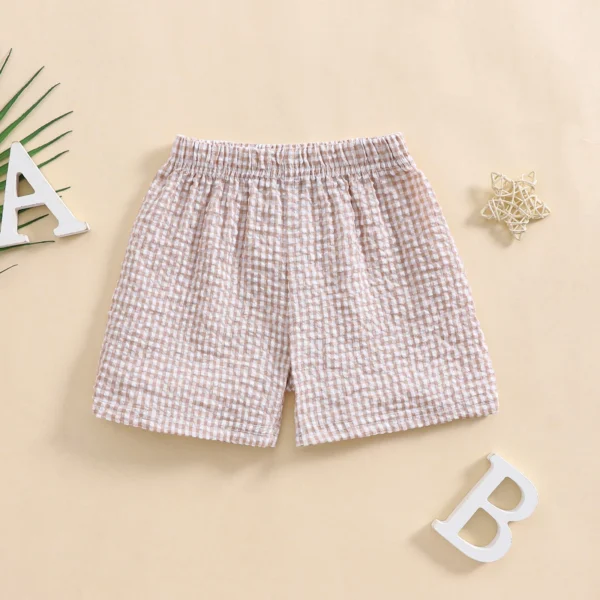 FOCUSNORM 0-4Y Little Kids Girls Boys Summer Shorts 5 Colors Plaid Print Casual Elastic Short Pants for Newborn - Image 4